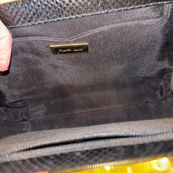 Vintage 80’s Judith Lieber Dark Navy Snakeskin Clutch Lock Clutch Crossbody - Picture 6 of 7